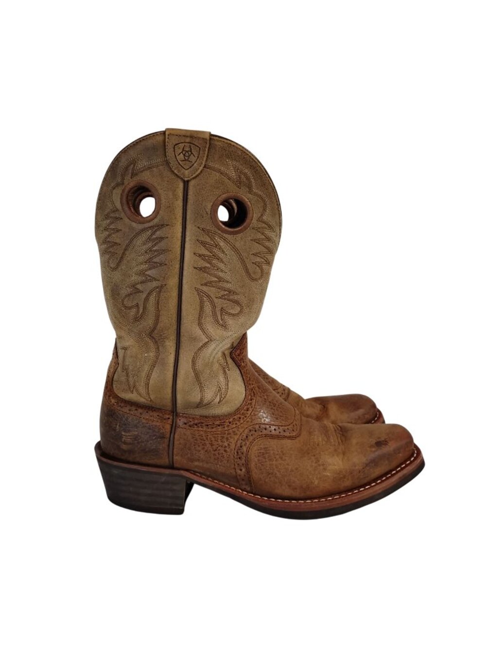 Ariat Mens 11.5/45 Heritage Roughstock Brown Square Toe Buckaroo Cowboy Boots